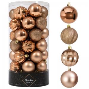 Kit Bolas Natalinas Cobre 60Mm Decoração Festiva