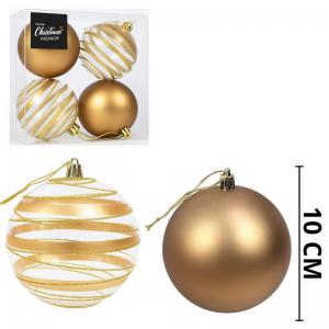 Kit Bolas de Natal Douradas Decorativas 100Mm