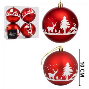 Kit Bolas Natalinas Vermelho e Branco 100Mm Decoração