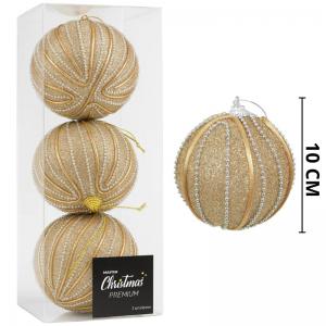 Bolas de Natal 100Mm Decoradas Champanhe Luxo