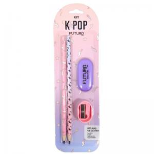 Kit Escolar K-Pop 4 Peças Estampa Moderna
