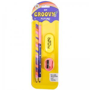 Kit Escolar Groovy Futuro 4 Peças - Estudante Criativo