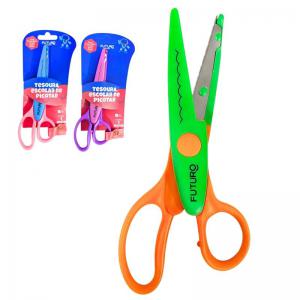 Tesoura Escolar Picotar Futuro Cabo Colorido 16Cm