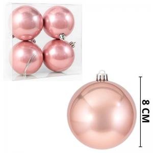 Kit Bolas Natalinas Peroladas Rose 80Mm