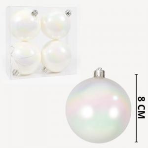 Kit Bolas Natalinas Peroladas Branco 80Mm Decorativas