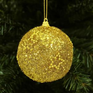 Bola de Natal Dourada 60Mm Decorada com Estrelas