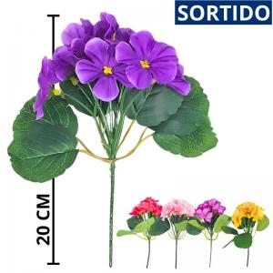 Buquê Mini Violetas Coloridas 20Cm Presente Decorativo