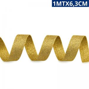 Fita Decorativa Dourada Aramada 1M X 6,3Cm - Cromus