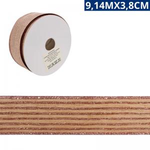 Fita Decorativa Glitter Juta Rose Aramada 9,14M
