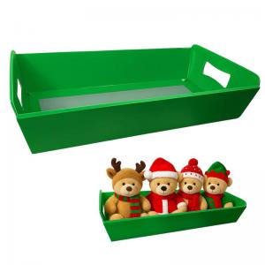 Cesta Papelão Grande Alça Verde Natalina 26X44Cm