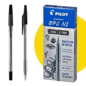 Caneta Esferográfica Pilot Bp-S Preta 0.7Mm Caixa com 12