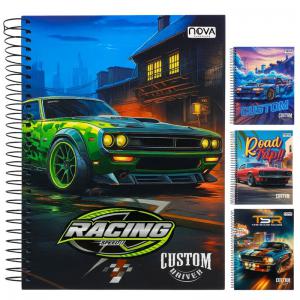 Caderno Custom Drive Automotivo Capa Dura 10 Matérias