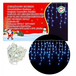 Pisca Natal Cascata Led Branco 10M Bivolt Global