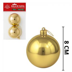 Bolas de Natal Douradas 80Mm Decoração Festiva