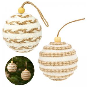 Bola de Natal Decorada Branca 80Mm com Sisal