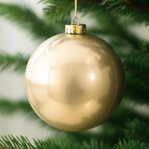 Bola de Natal Champagne Metálica 150Mm Decorativa