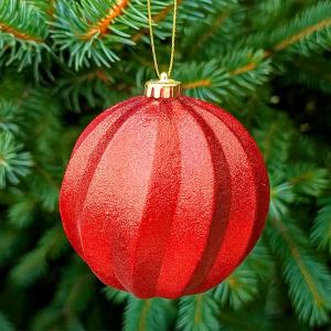 Bola Natalina Vermelha Metalizada 150Mm Presente Decorativo