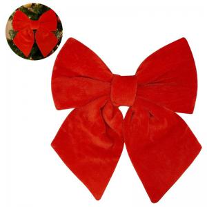 Laço Natalino Veludo Vermelho Decorativo 25Cm