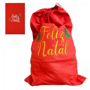 Saco Presente Natal Poliéster 40X60Cm Vermelho