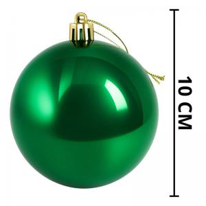 Bola Natalina Verde Metalizada 100Mm Decoração