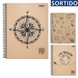 Caderno 12 Matérias Capa Dura Kraft Pop Sortidos