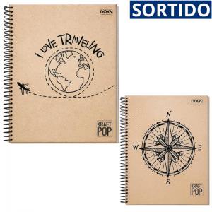 Caderno 10 Matérias Capa Dura Kraft Pop Sortido