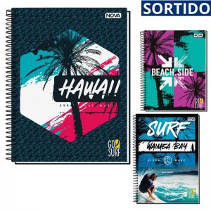 Caderno Capa Dura 10 Matérias Surf Hawaii 160 Folhas