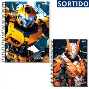 Caderno Cyber 10 Matérias Capa Dura com Adesivos