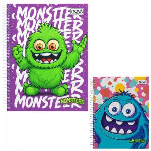 Caderno 10 Matérias Capa Dura Monster Nova