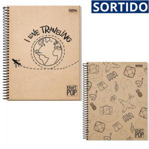Caderno 15 Matérias Capa Dura Kraft Pop Sortidos