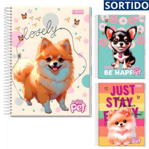 Caderno Miss Pet Capa Dura 80 Folhas com Bolsa