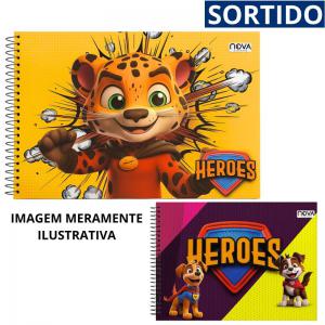 Caderno Desenho Heróis Espiral Capa Dura 60 Folhas