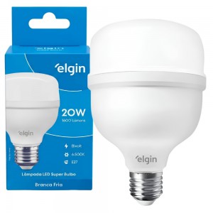 Lâmpada Led Bulbo 20W Elgin Branco Frio Bivolt