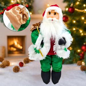 Papai Noel Decorativo Verde com Saco de Presentes 50Cm