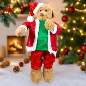 Urso Natalino Decorativo com Calça Vermelha 75Cm