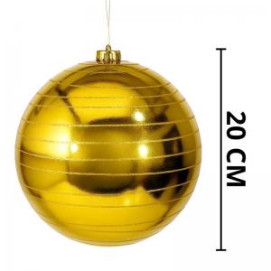 Bola Natalina Decorada Glitter Dourado 20Cm