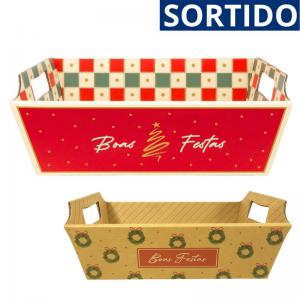 Cesta Natalina Decorativa Papelão Grande Cromus