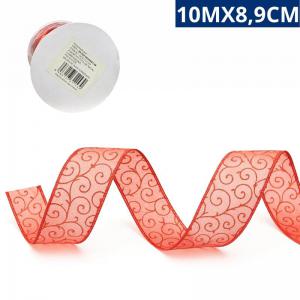 Fita Decorativa Arabesco Vermelho 10M X 8,9Cm