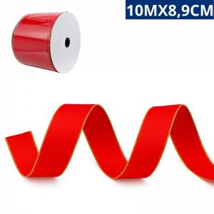 Fita Decorativa Veludo Vermelho Aramada 10M