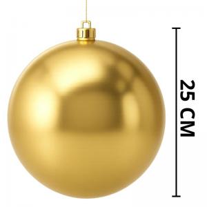 Bola Natalina Dourada Metalizada 25Cm Decorativa