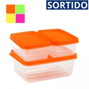 Conjunto Potes Plásticos Retangulares Tropical 3 Peças