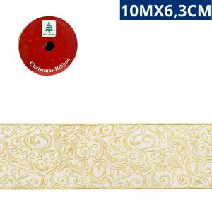 Fita Decorativa Arabesco Creme Dourado 10M