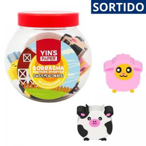 Borracha Escolar Divertida Fazendinha Yins 2,5Cm com 12 Unidades
