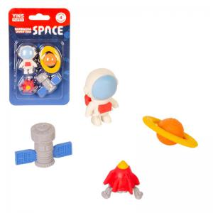 Borracha Escolar Divertida Tema Espacial Yins 4Cm Kit com 4 Unidades