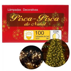 Pisca-Pisca Natal Led Branco Quente 100 Lâmpadas 127V 9M