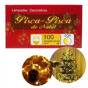 Pisca Natal Led Branco Quente 100 Lâmpadas 9M 127V
