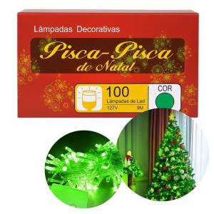 Pisca-Pisca Natalino Verde Led 100 Lâmpadas 9M 127V