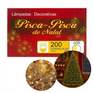 Pisca-Pisca Natal Led Branco Quente 200 Lâmpadas 127V