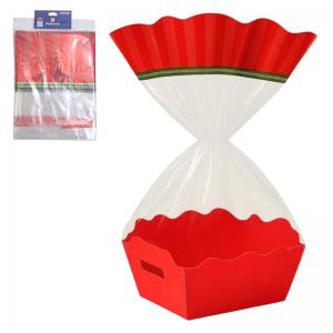Saco para Cesta de Natal Estampado Noel Vitoriano com Laço 60X75 Cromus