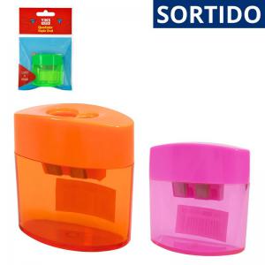 Apontador Duplo com Depósito Oval Cores Sortidas - Material Escolar